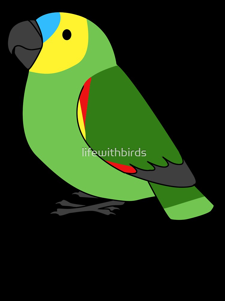 Blue-fronted amazon parrot cartoon drawing by lifewithbirds