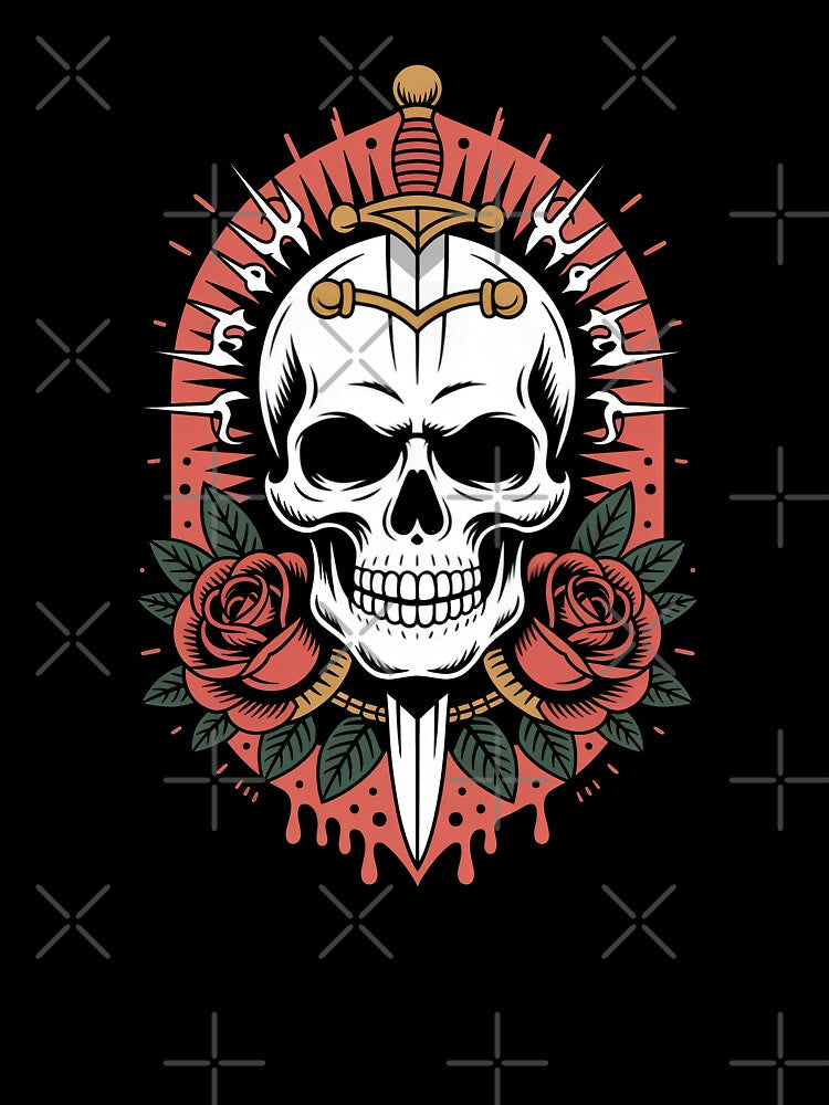 Gothic Skull and Rose Dagger Design Skull Lover Gift by Say It With Ink