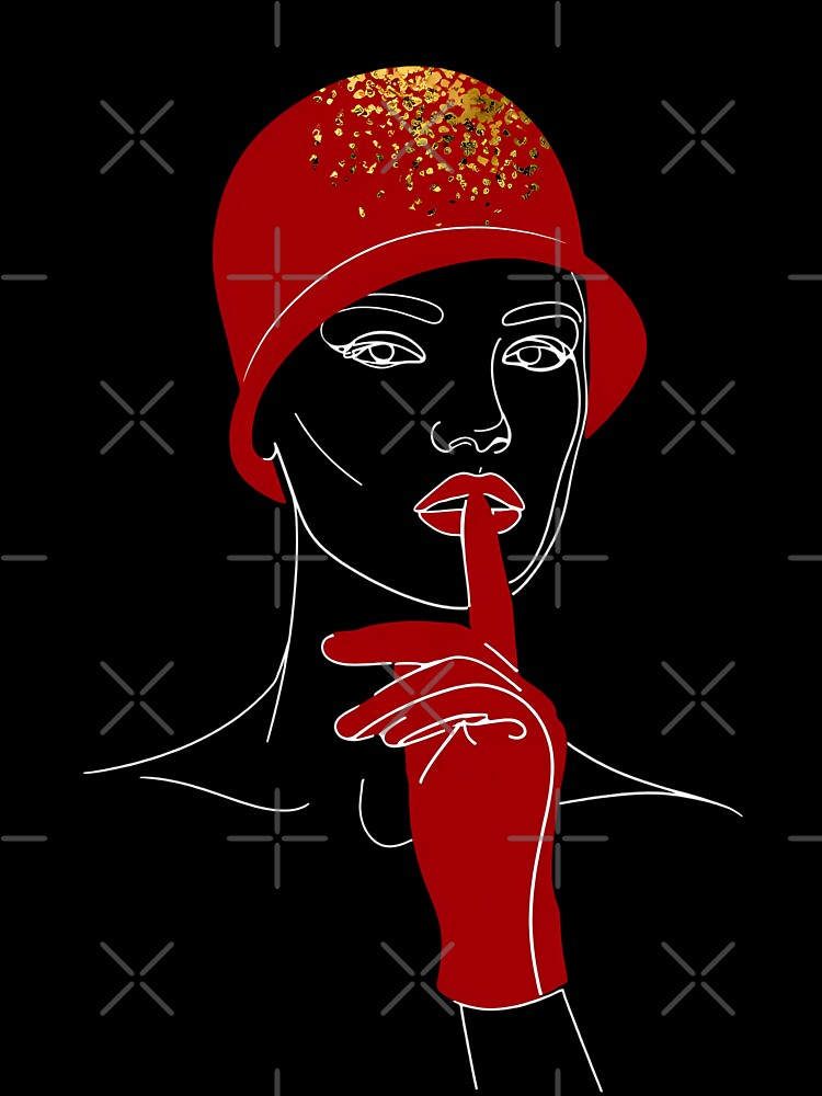 Minimalist Woman Line Art Red Hat Elegant Face Illustration by jo-e-basta