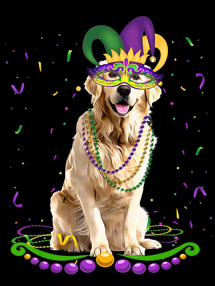 Cute Golden Wearing Carnival Mask Mardi Gras Dogs Lover by japjtsyw49