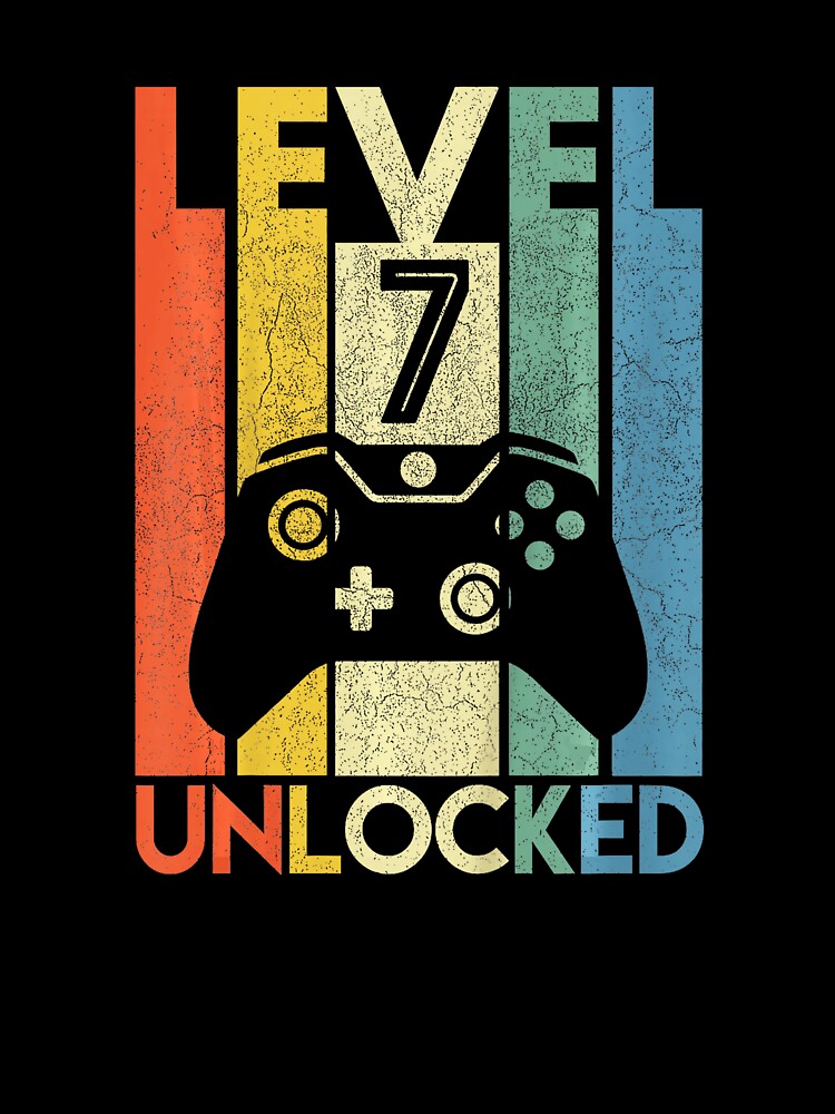 Level 7 Unlocked Gamer Birthday Retro Gaming Style by FGTV2021