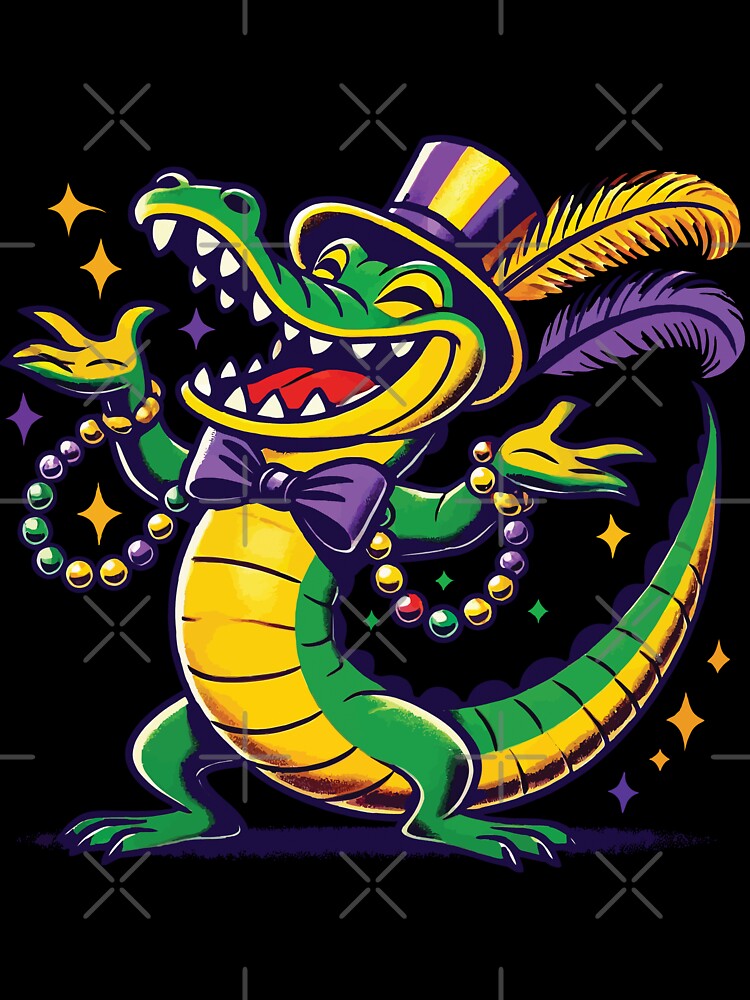 Mardi Gras Gator Vibrant Beads Parade Fun by LuminOrb