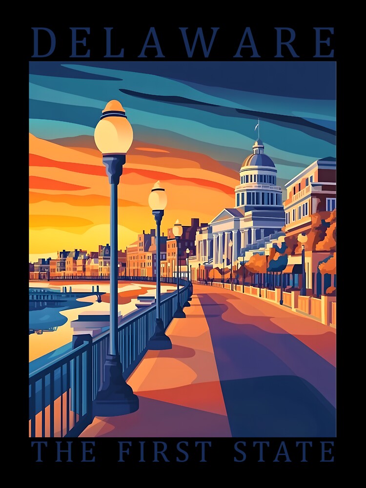 8 Delaware Travel Poster by Lucy Goosy Art