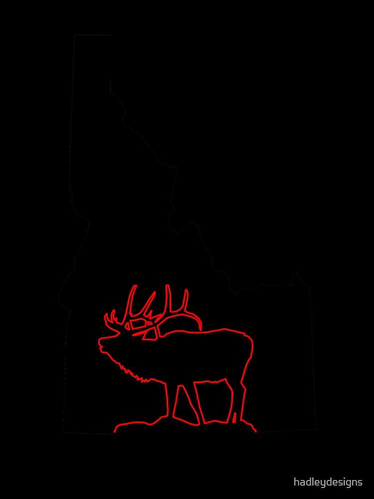 Idaho state with outline of Elk inside black by hadleydesigns