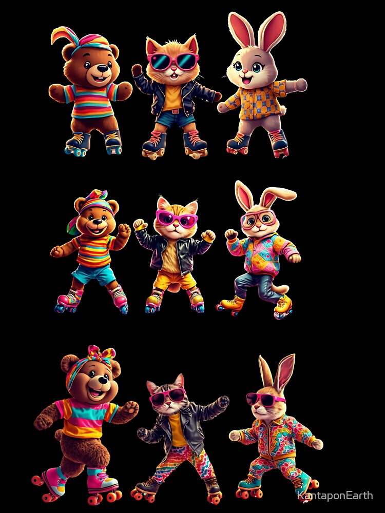 Retro Roller Skating Animals – 80s Kawaii Sticker Pack by KantaponEarth