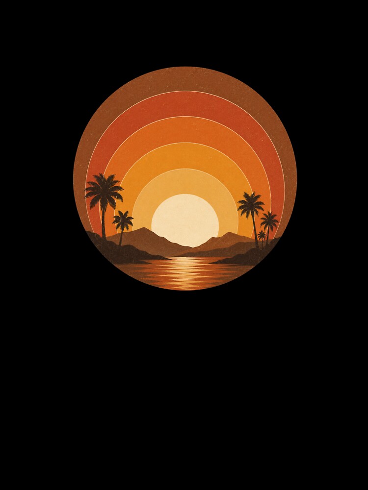 Retro 1970s Sunset Silhouette Design by NeoSakura