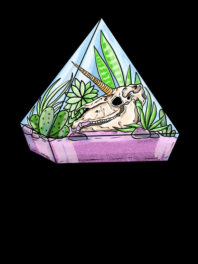 The Pastel Goth Crystal Unicorn Skull Succulents Vaporwave Aesthetic by Maryna Denysenko