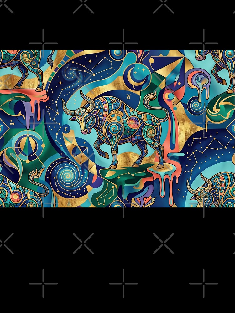 Taurus. Zodiac sign Taurus. Gold, blue, red. Abstraction. by Natalia-Vlad