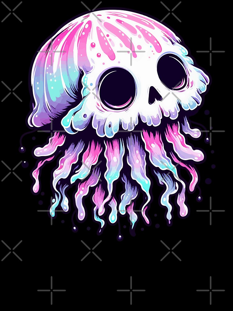 Pastel Goth Colorful Skull Jellyfish by TomFrontierArt