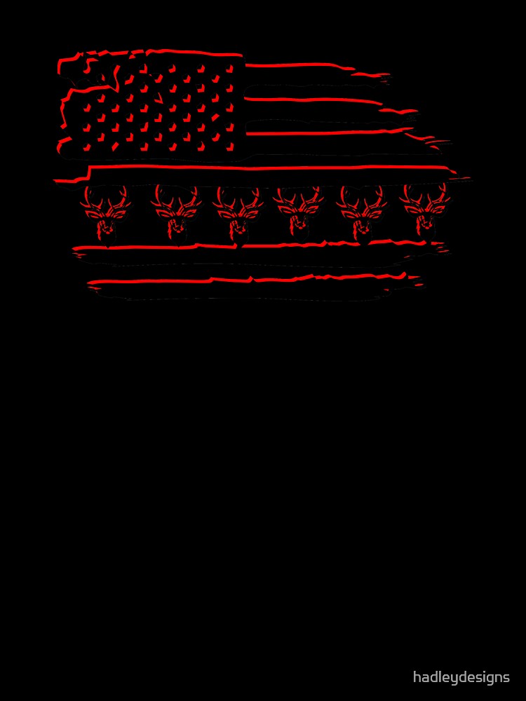 American Flag with one row of deer heads with antlers black by hadleydesigns