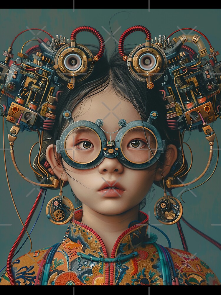 Chinese girl with big glasses by Dream scape  of Lucy