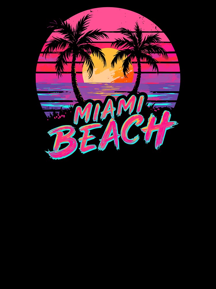 Summer Beach T-Shirt – Miami Sunset Palm Tree Outfit Graphic Tee by VikArtStudio