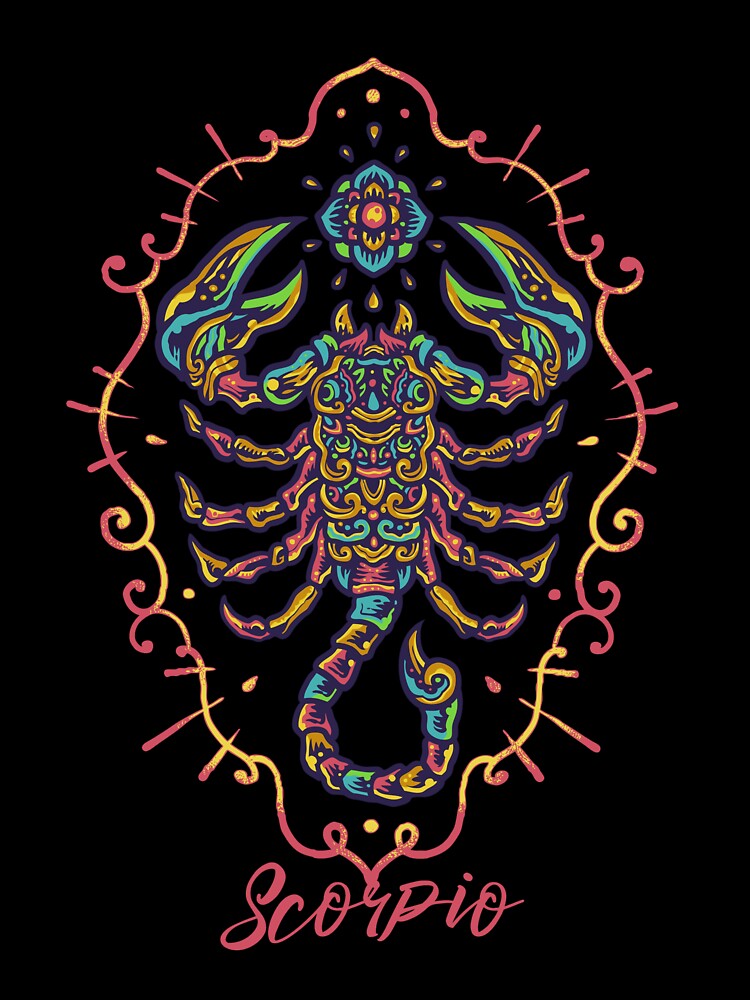 Hand Drawn Colorful Scorpio Zodiac by JTS STORE