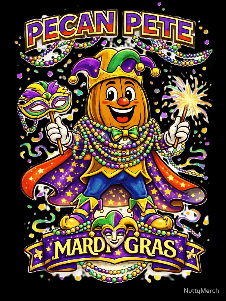 Mardi Gras Pecan Pete – Funny Jester Carnival Party Design by NuttyMerch