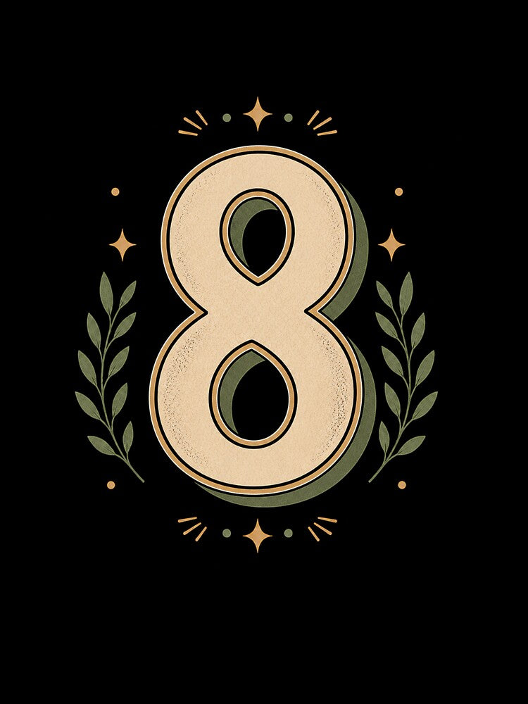 Vintage Number 8 Retro Design by Kupeliemre