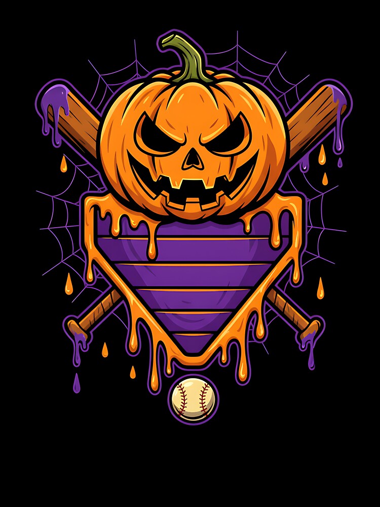 Pumpkin Halloween Baseball Ice Cream Drip Spooky Boys Youth by diyoor