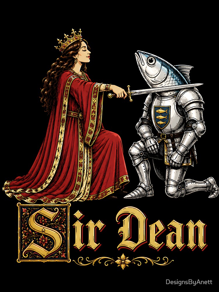 Sir Dean Funny Sardine Tinned Fish Medieval Knight Humor by DesignsByAnett