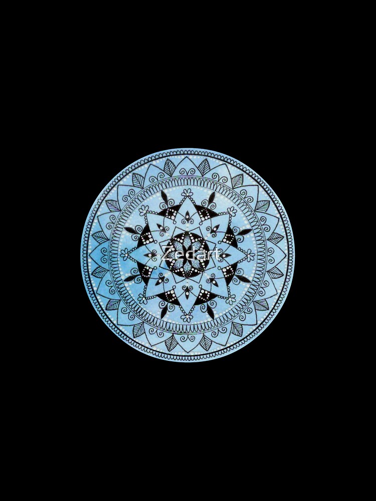 Hand Drawn Blue Watercolour Mandala by Zedart