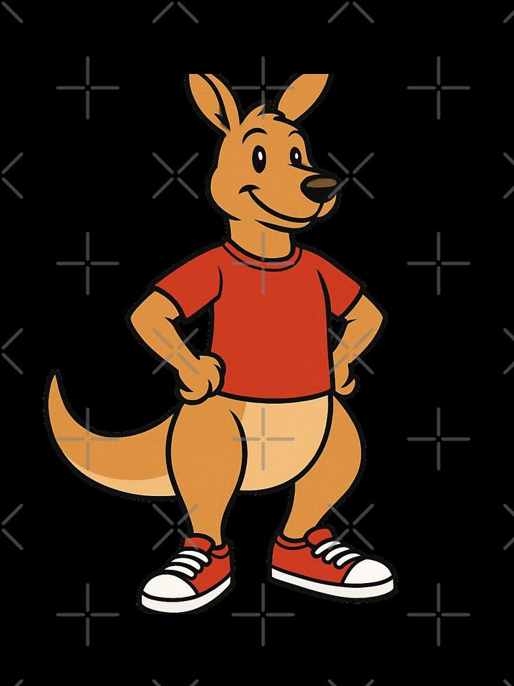Kangaroo in Red T-Shirt – Fun Cartoon Style by Confuzz1ed