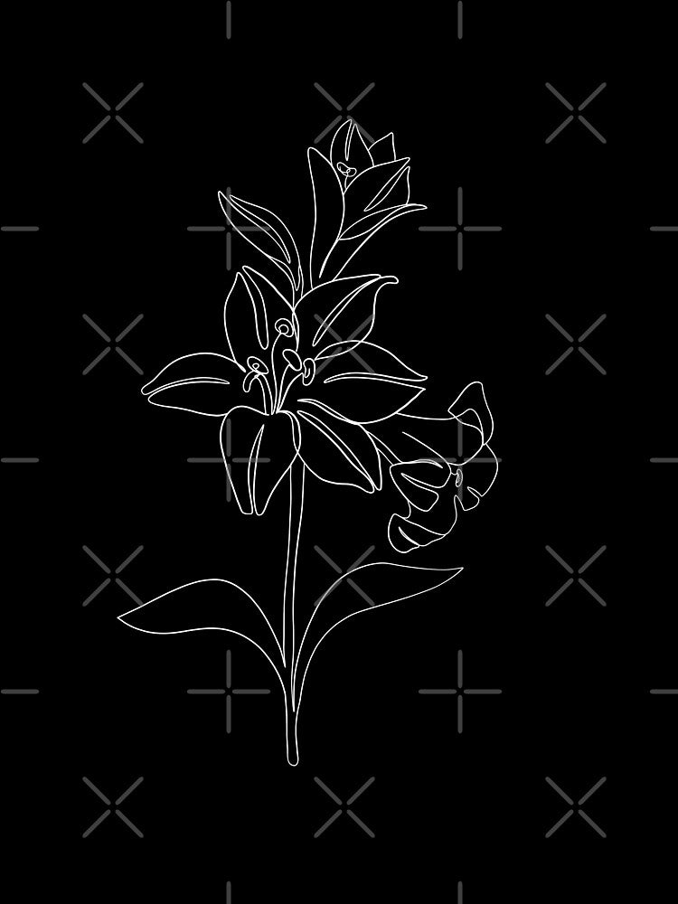 Lily Line Art Illustration Black by StudioMinaar
