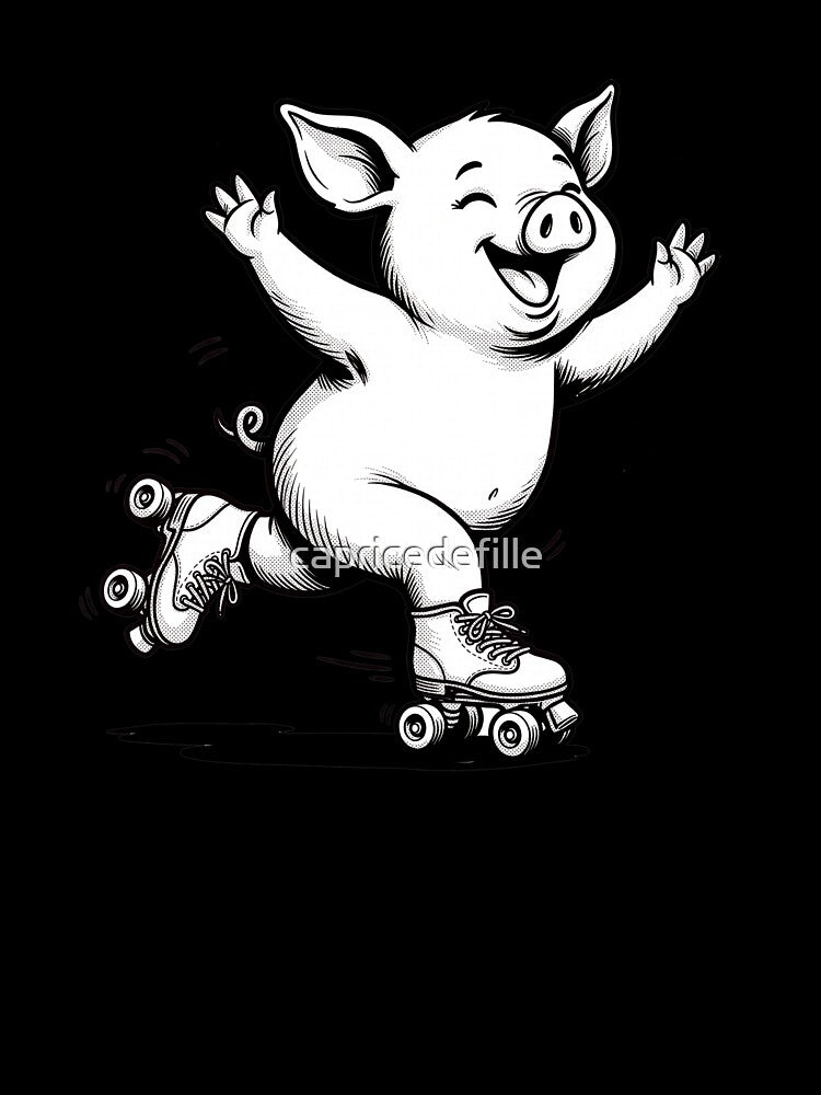 Roller Skating Pig Cute Animal by capricedefille