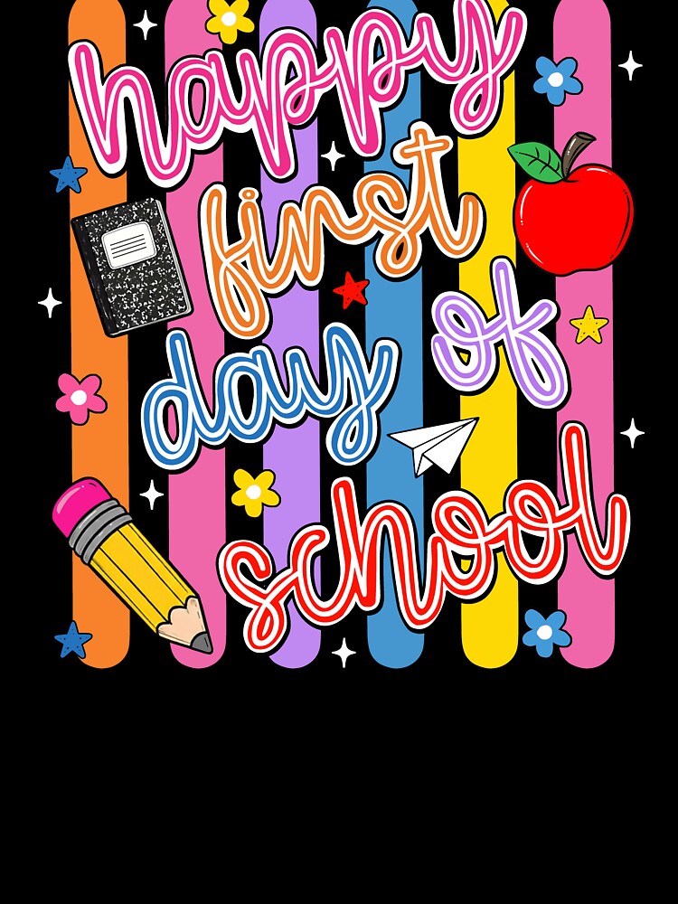 Doodle Stripes Preppy Happy First Day Of School by jackelmbradyt