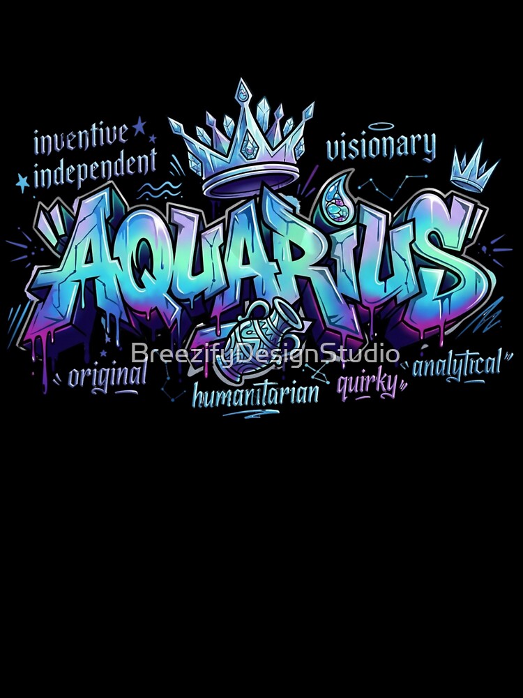 Aquarius Zodiac Signs, Horoscope Street Art by BreezifyDesignStudio
