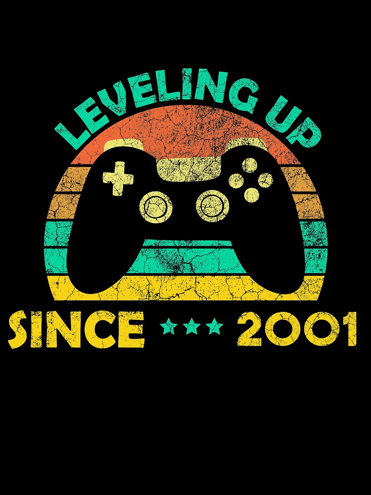 Born In 2001, Leveling Up Since 2001 Gamers Birthday Wedding Gift by Wadia Hamda