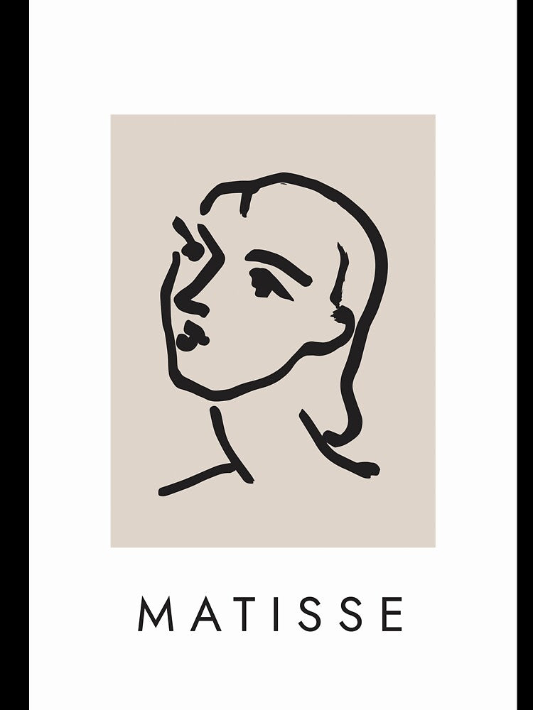 Line art face, Line art print, Line art woman, Modern wall art, Matisse poster, Minimalist line art, Line drawing woman, Beige wall art by Papergrphc