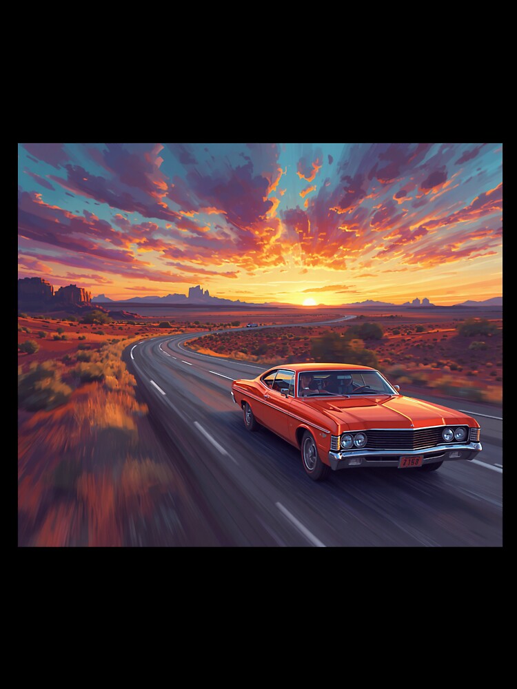 Retro Desert Highway - Vintage Classic Car Poster Art by Antique Soul Art