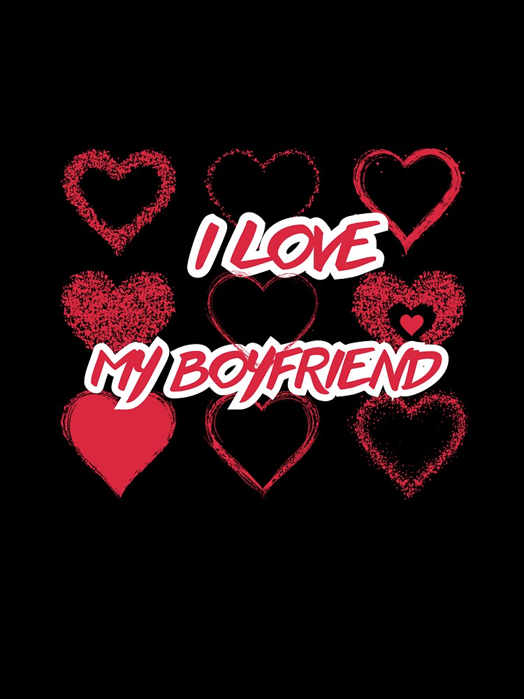 I Love My Boyfriend – Heart Grid Valentine Love Design by PrintistryArt