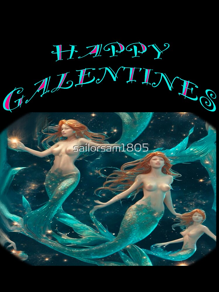 Mermaids posing for Galentines card, perfect gift idea for Galentines day by sailorsam1805