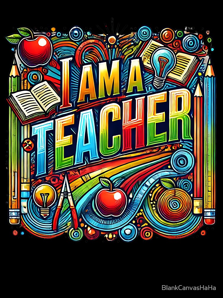 I Am a Teacher Tee - Bold and Colorful Design for Educators by BlankCanvasHaHa