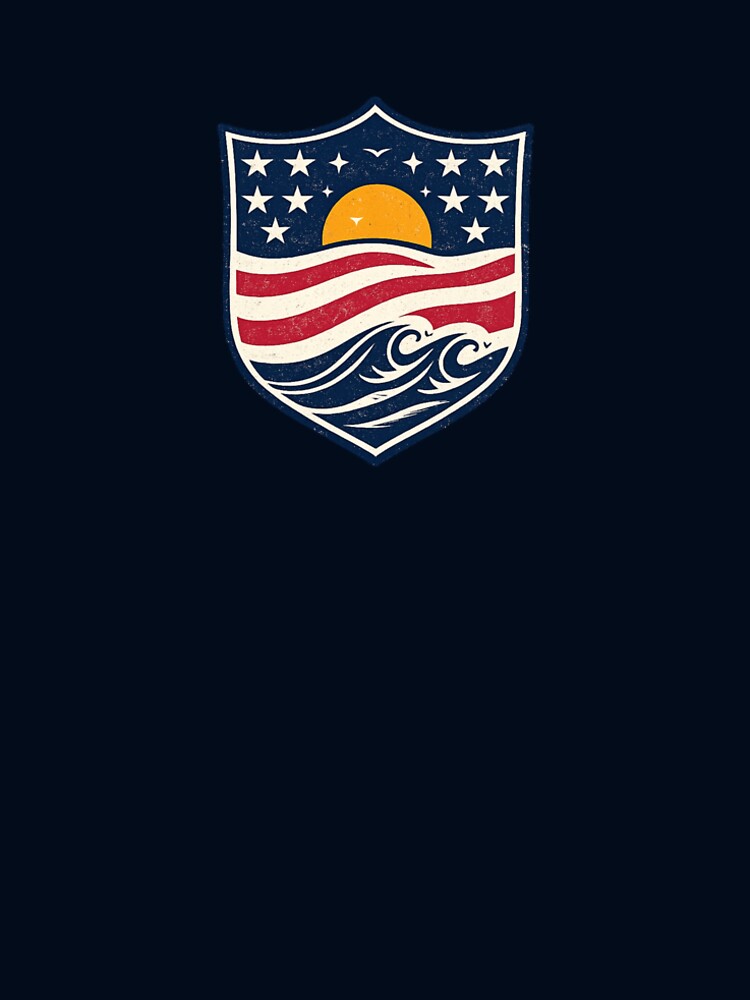 Coastal USA Wave Shield Shirt | Americana Surf Style Beach Logo by LuckyCoast