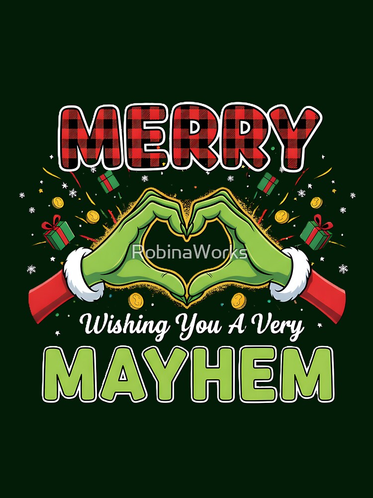 Merry Mayhem Christmas Fun Hands Heart by RobinaWorks