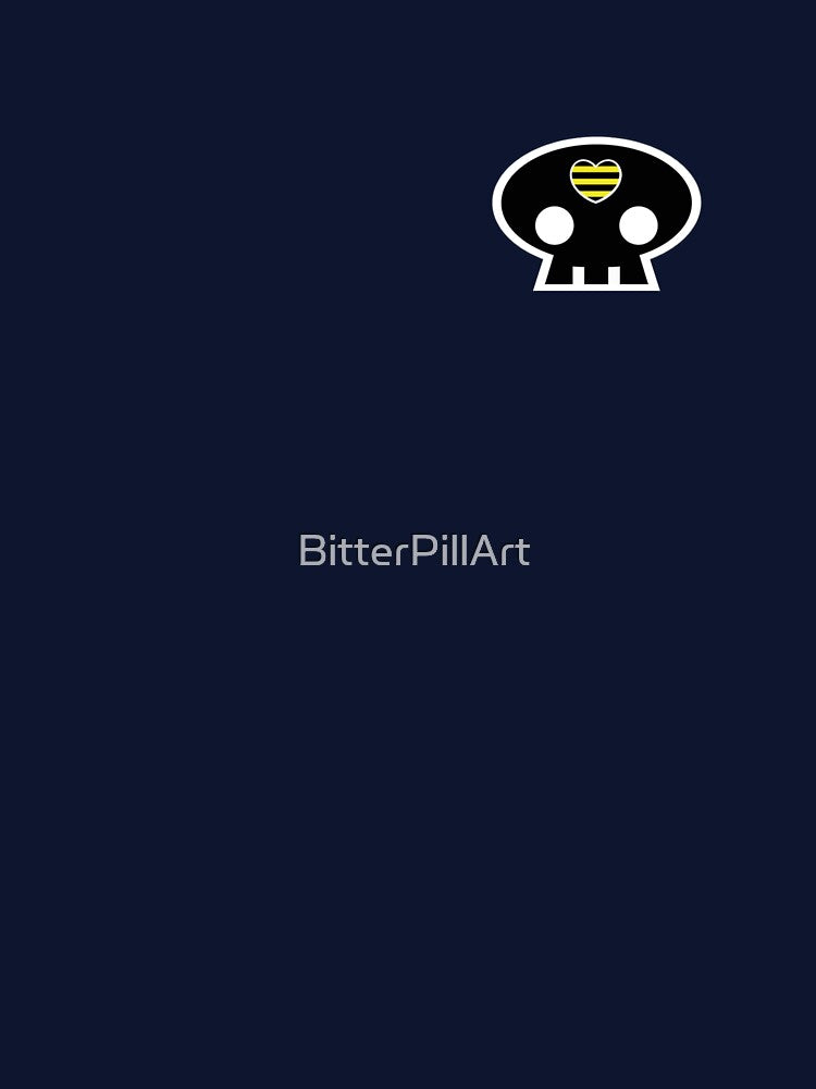 Bee Heart Skull – Minimalist Kawaii Gothic Pop Art Design by BitterPillArt