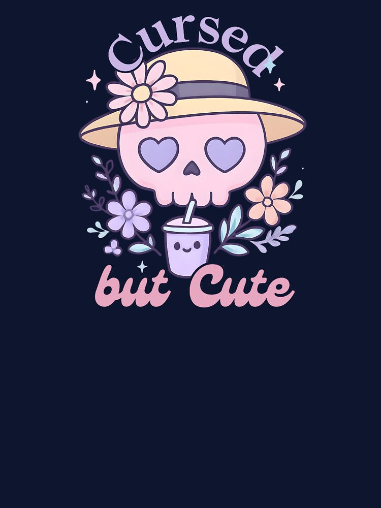 Cursed But Cute Pastel Goth Skull by CottonandQuill