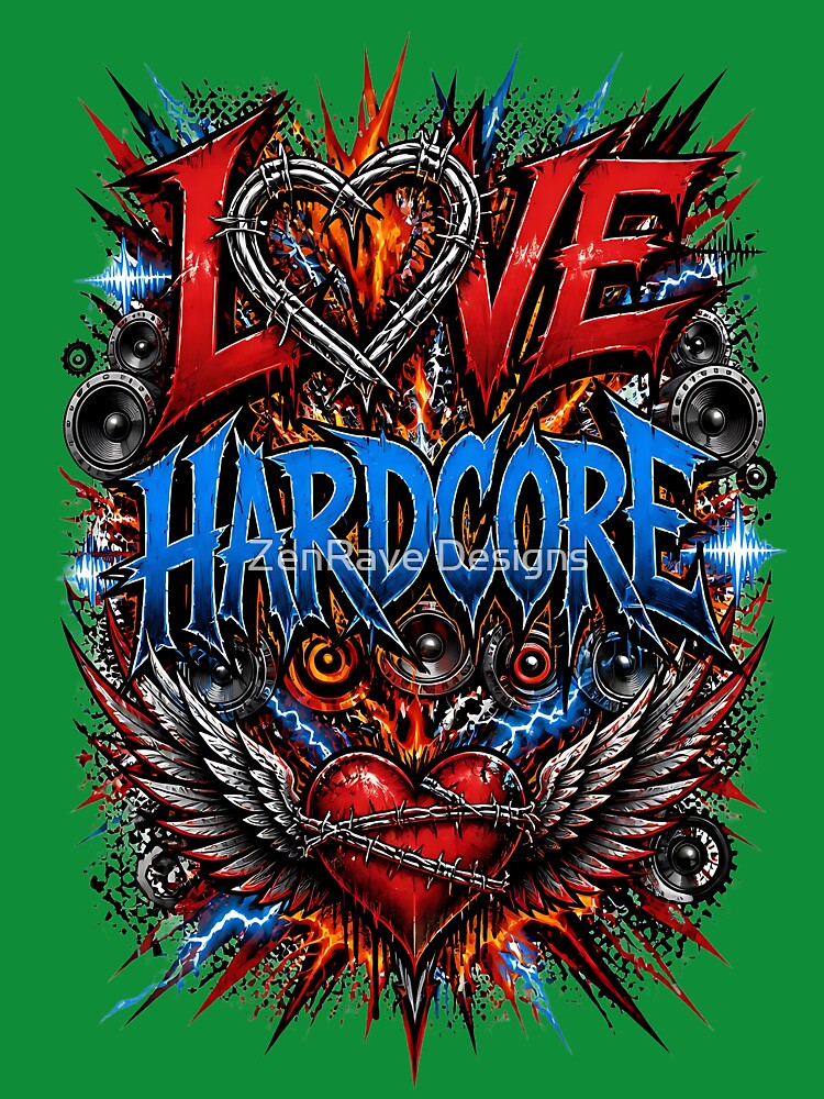 Love Hardcore EDM Rave Heart by  ZenRave Designs