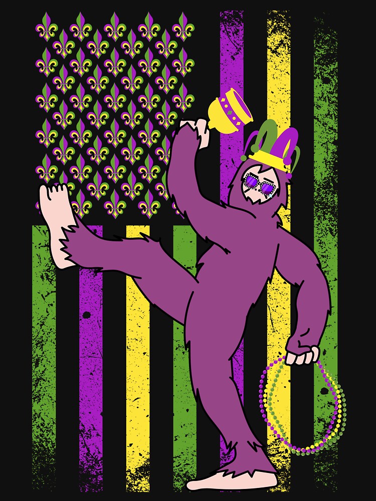 Funny Bigfoot Sasquatch Mardi Gras Vintage Flag Festival Costume Men Kids by MotivaChic