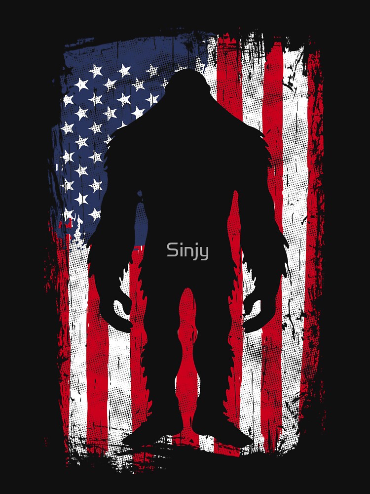 Bigfoot USA American Flag Sasquatch by Sinjy