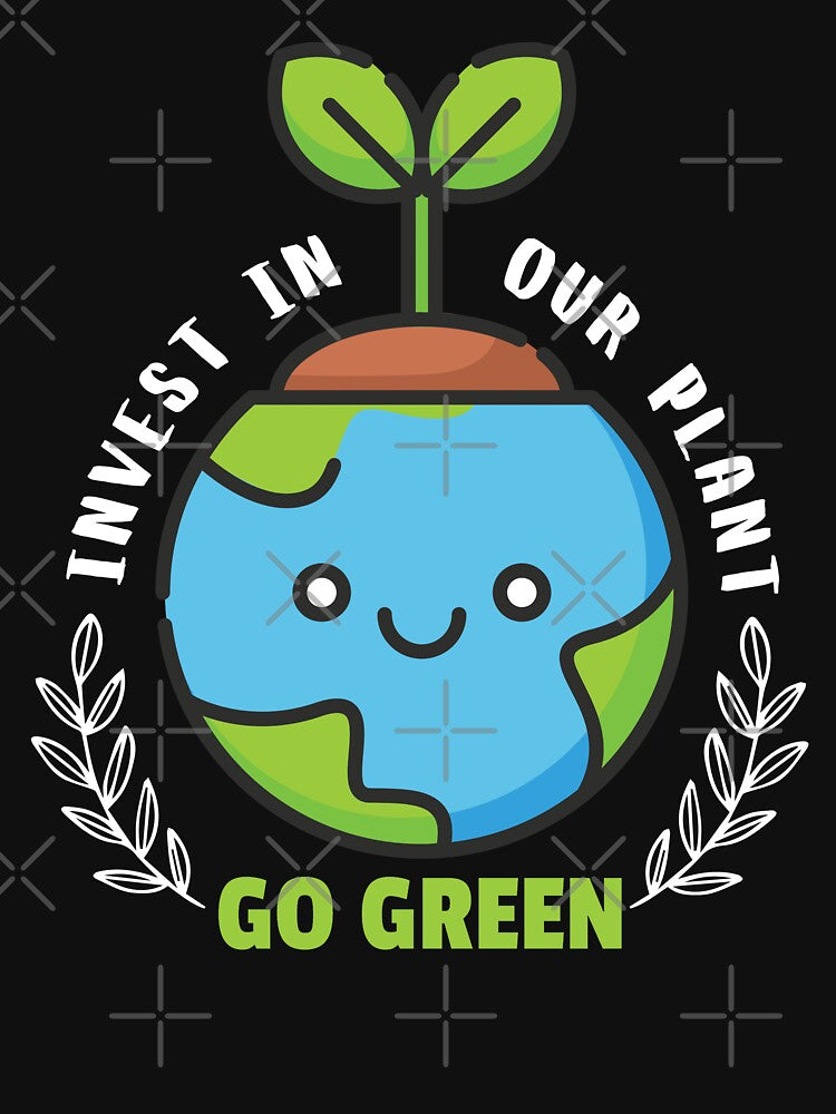 Invest In Our Plant Go Green Earth Day Cute Earth Face by OwlCanvas