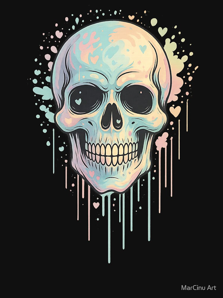 Pastel Goth Skull - Cute Drip T-Shirt by MarCinu Art