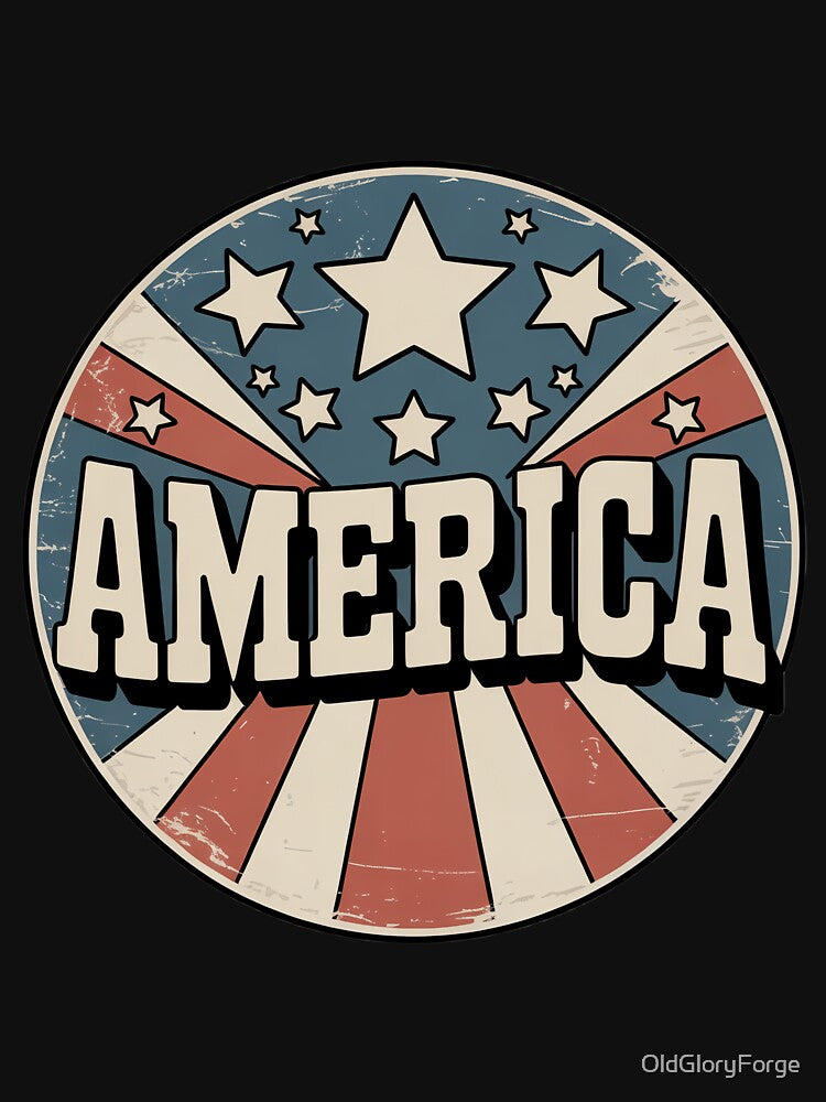 Retro USA Badge – 70s Style Stars, Stripes, and Bold Typography by OldGloryForge