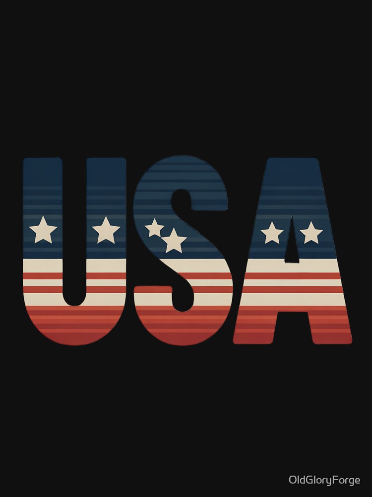 Retro USA Typography Stars and Stripes by OldGloryForge