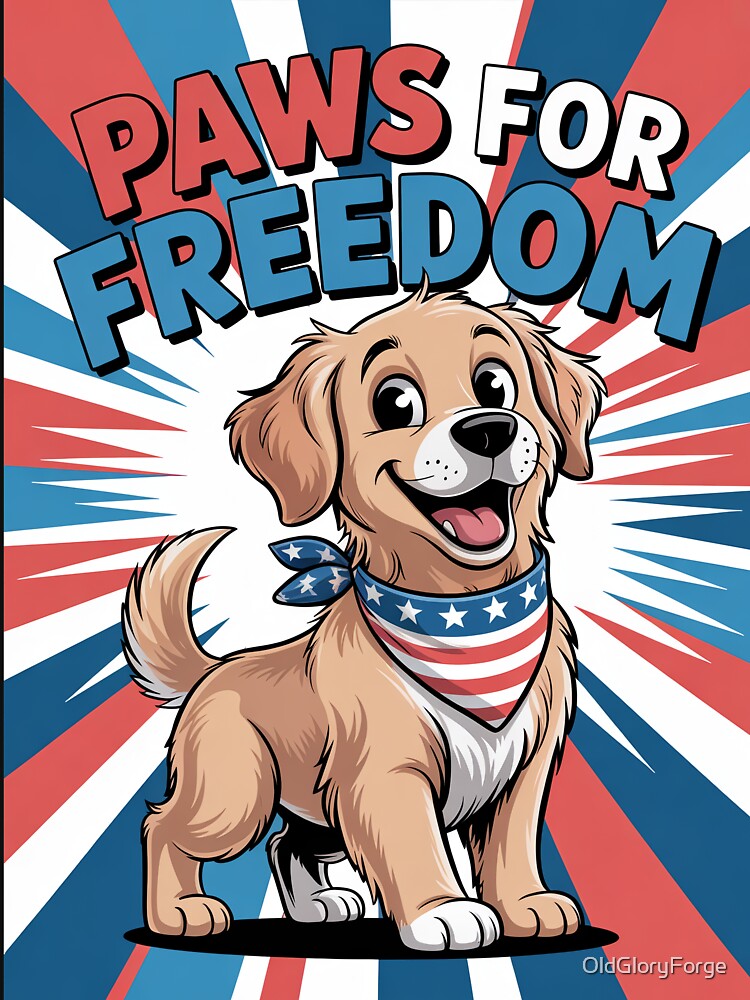 Cute Patriotic Dog With Bandana – “Paws for Freedom” by OldGloryForge