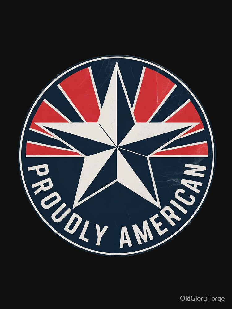 Vintage Americana Badge – Proudly American by OldGloryForge