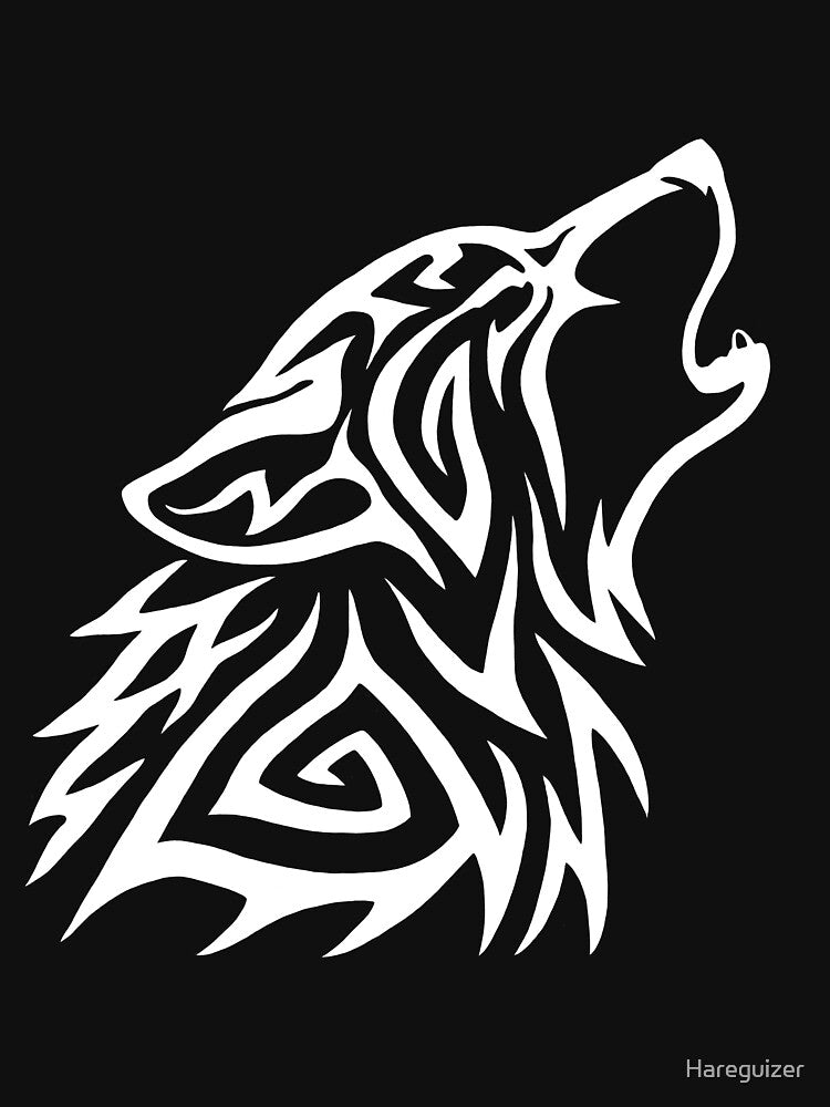 Tribal Wolf Howl - White by Hareguizer