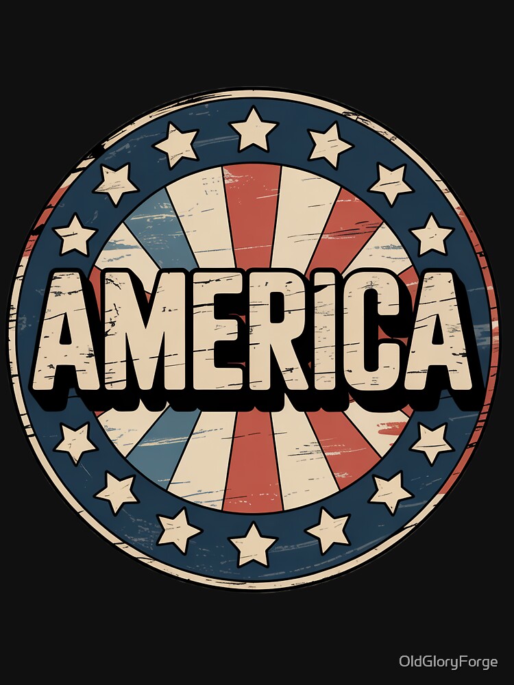 Retro 70s Patriotic Badge – Distressed Stars and Stripes Americana by OldGloryForge