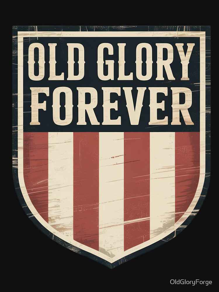 Old Glory Forever Retro Patriotic Crest Badge by OldGloryForge