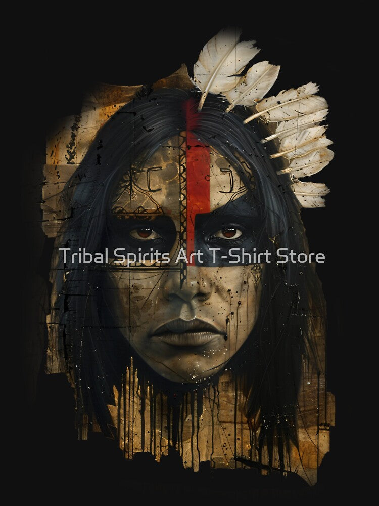 Warrior’s Gaze T-Shirt by Tribal Spirits Art T-Shirt Store